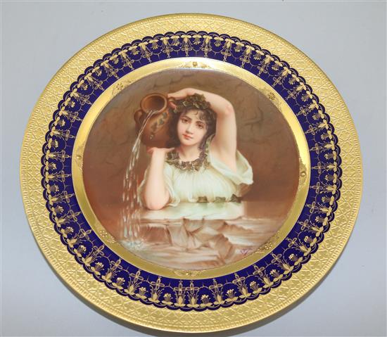 A Vienna style Fontaine portrait cabinet plate, c.1910, painted by A. Becker, 24cm